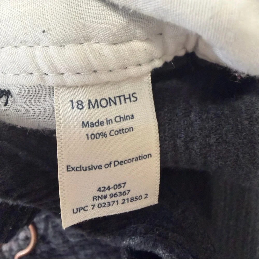 Oshkosh Vestbak Black Corduroy Cargo Overalls Size 18 Months